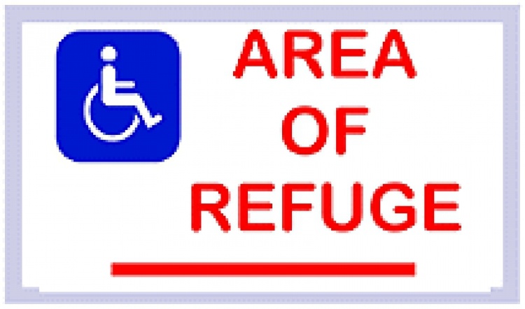 Refuge Assis Sign-Photo-Single. Photoluminescent Type - Can Be Ceiling Or Wall Mounted - Has 'Area Of Refuge' Imprint