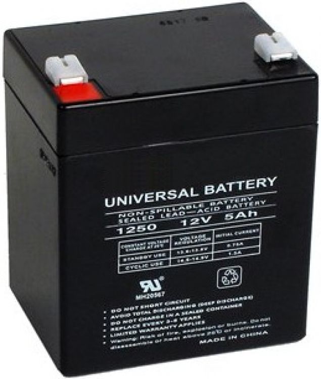 12Vdc Recharg. Battery-5.0 A/H. 1 - 2 Required For Use With Each Ac152 Controller Unit (Install 4 Amp Fuse #Fz151)
