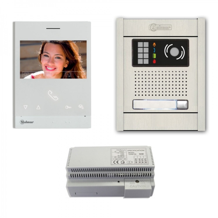 1-Unit Videointercom Kit-Al-Su. Incl. 1- Art4lite/G2 Monitor 1 Button Surface Alum. Door Camera Station & Power Equipt