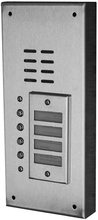 4 Button St St Econ Panel-Surf.. with Surface Side Bends with St. Steel Nameholders and Polycarbonate Cover