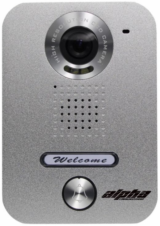 1-Button Color Video Entry Panel (Surface-Mount) - Metallic Silver Finish, Gray Back Box