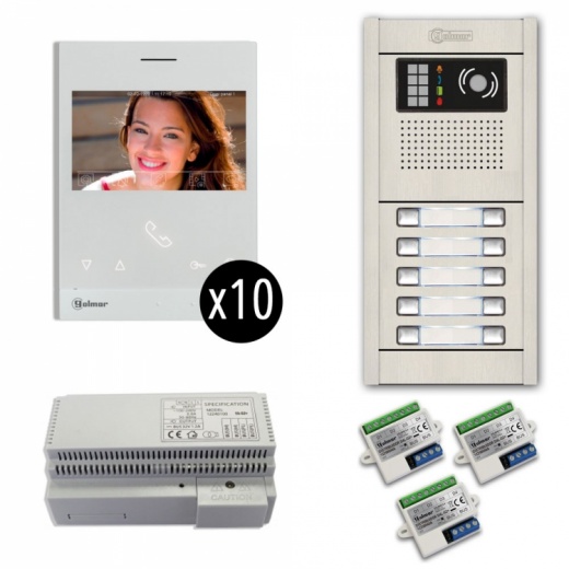 10-Unit Videointercm Kit-Al-Fl - Video Intercom System for Apartments