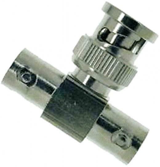2-Fem/1-Male 'Bnc' T Connector - 'T' Shape with (2) Female and (1) Male Bnc Connectors