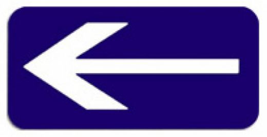 Rescue Directional Arrow Sign - White Arrow on Blue Background