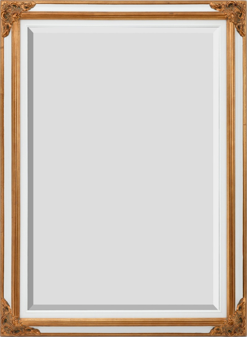 Mini Grand Victorian Mirror 24X36 White And Gold Finish