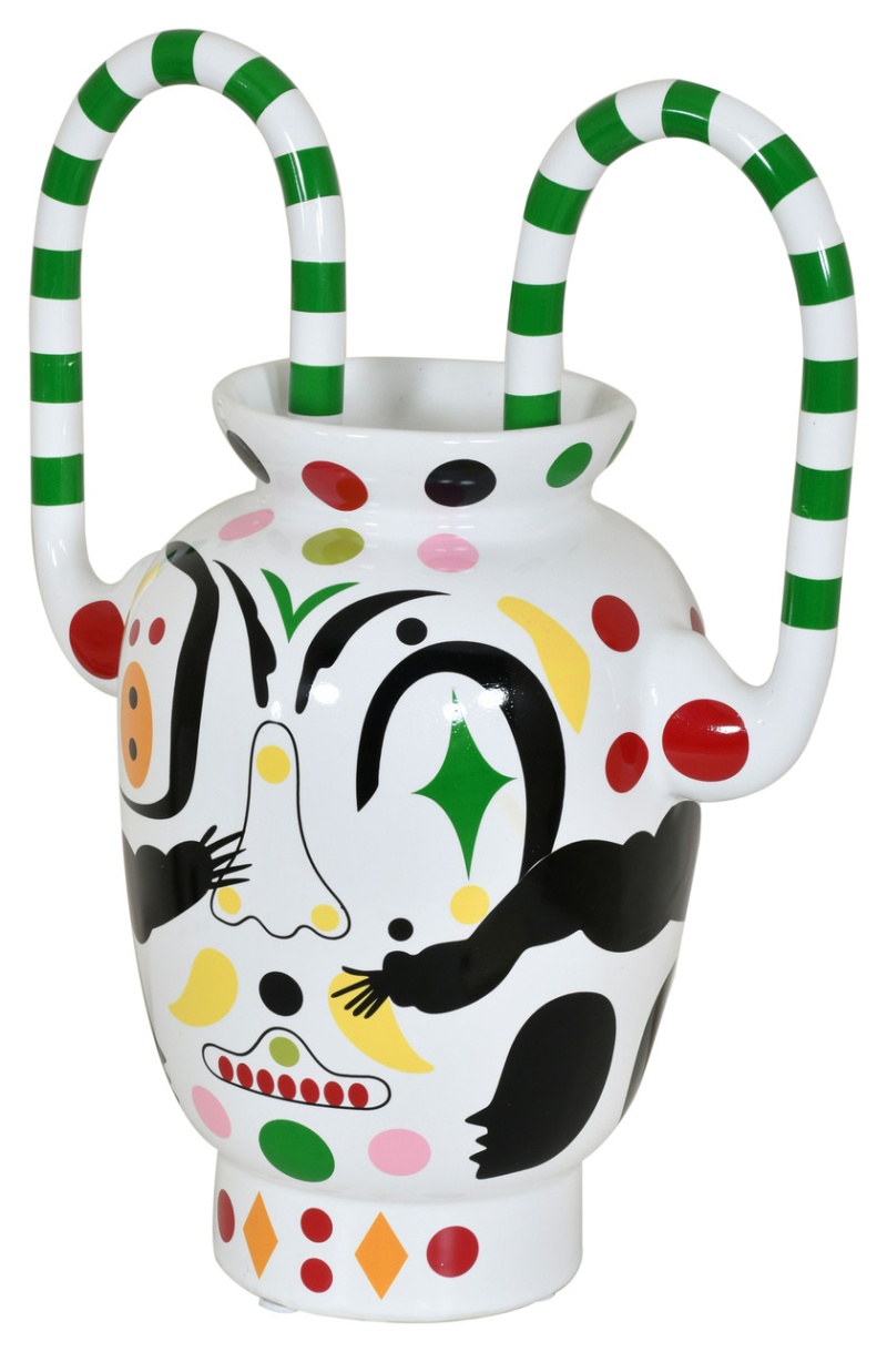 Modern Artistic Decorative Picasso Tabletop Vase With High Handles 12h