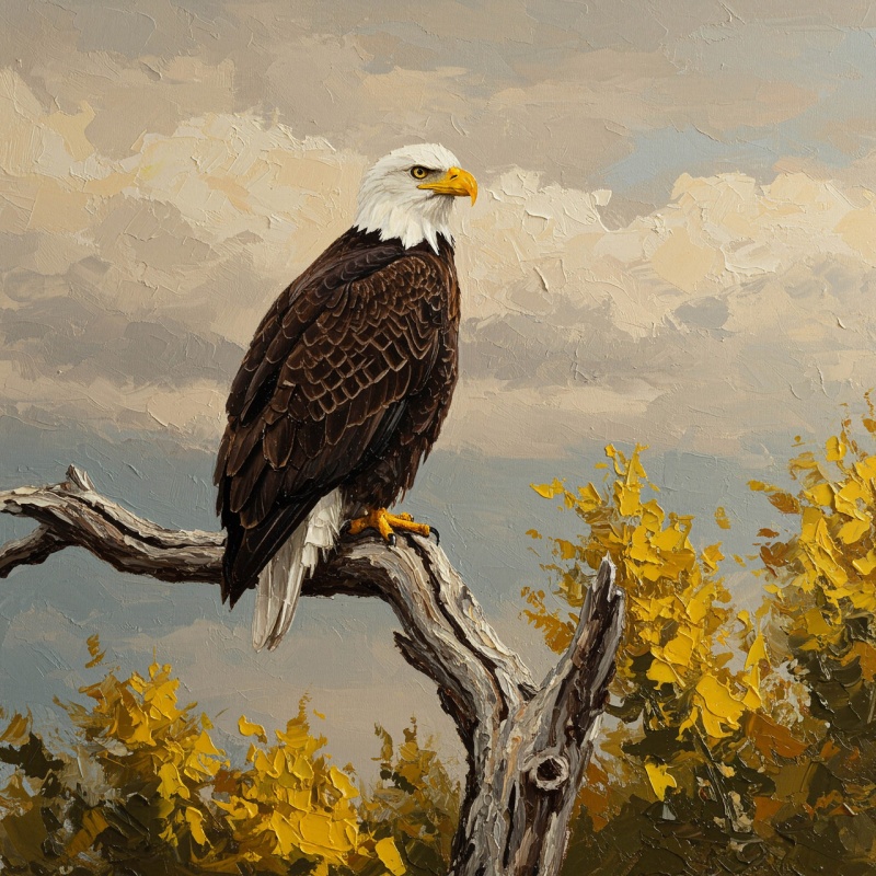 American Eagle On Tree Branch Giclee