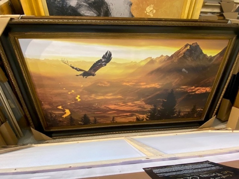 Framed Eagle Soaring Giclee 36x72
