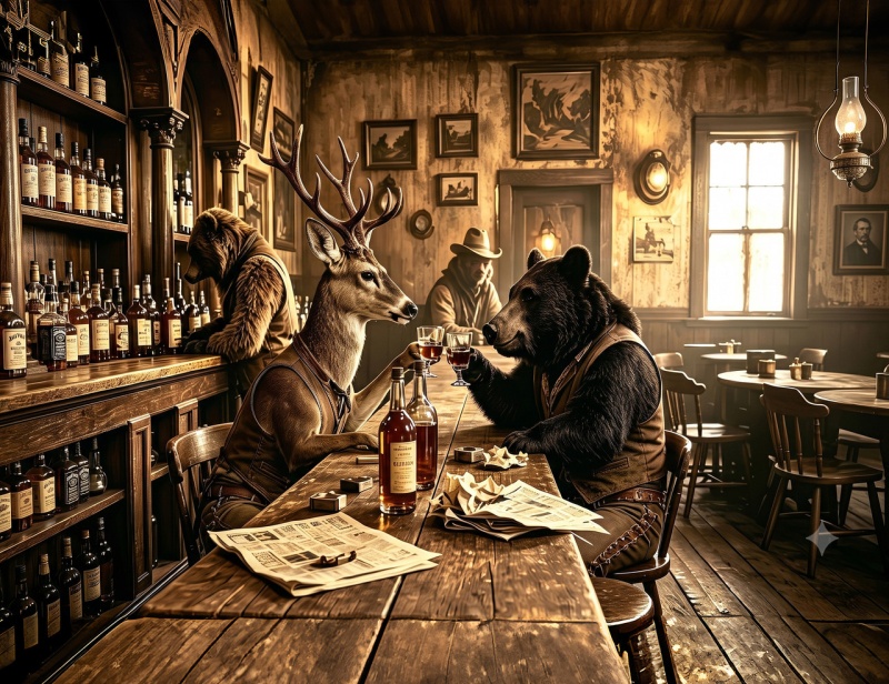 Bear And Buck Whiskey Saloon Giclee