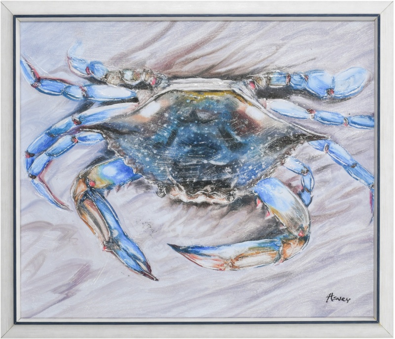 Large Blue Crab With Blue Accent Frame