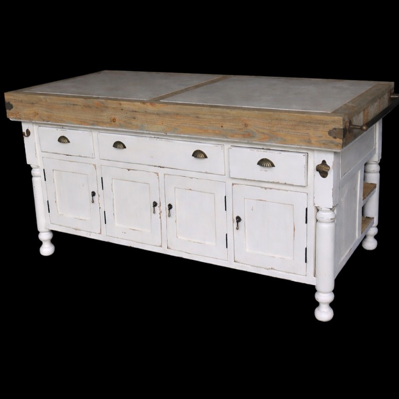 Farmhouse Large Marble Top Kitchen Island
