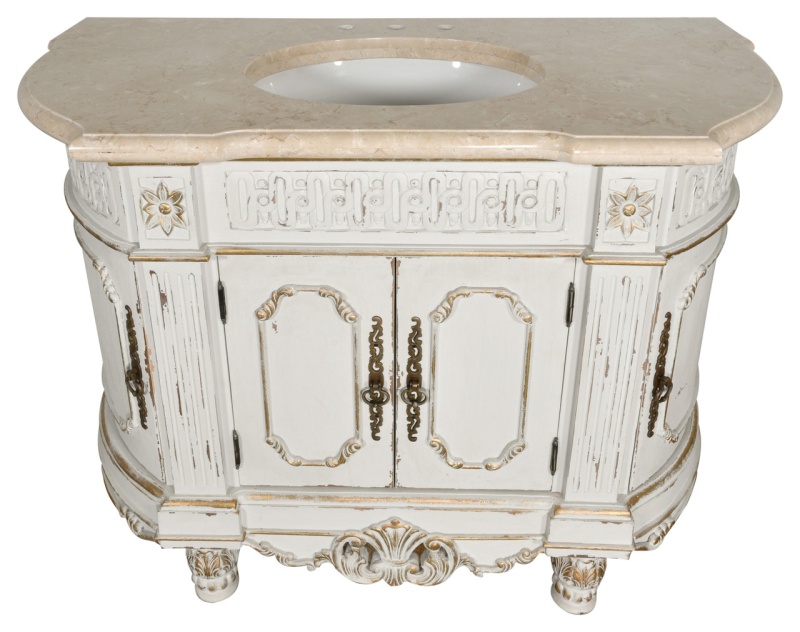 Essex Single Bathroom Vanity With Marble Top 48W - Chaulk White