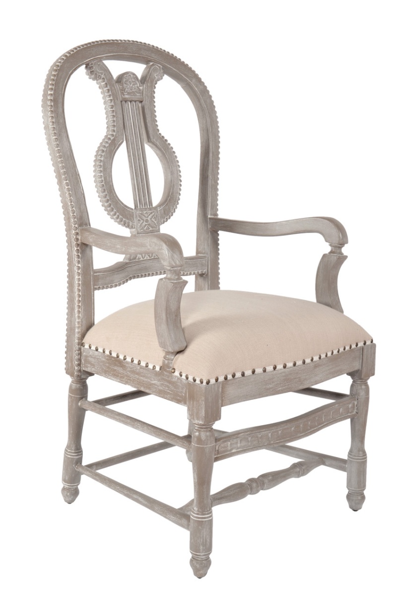 Mystique Gray Lyre Arm Chair