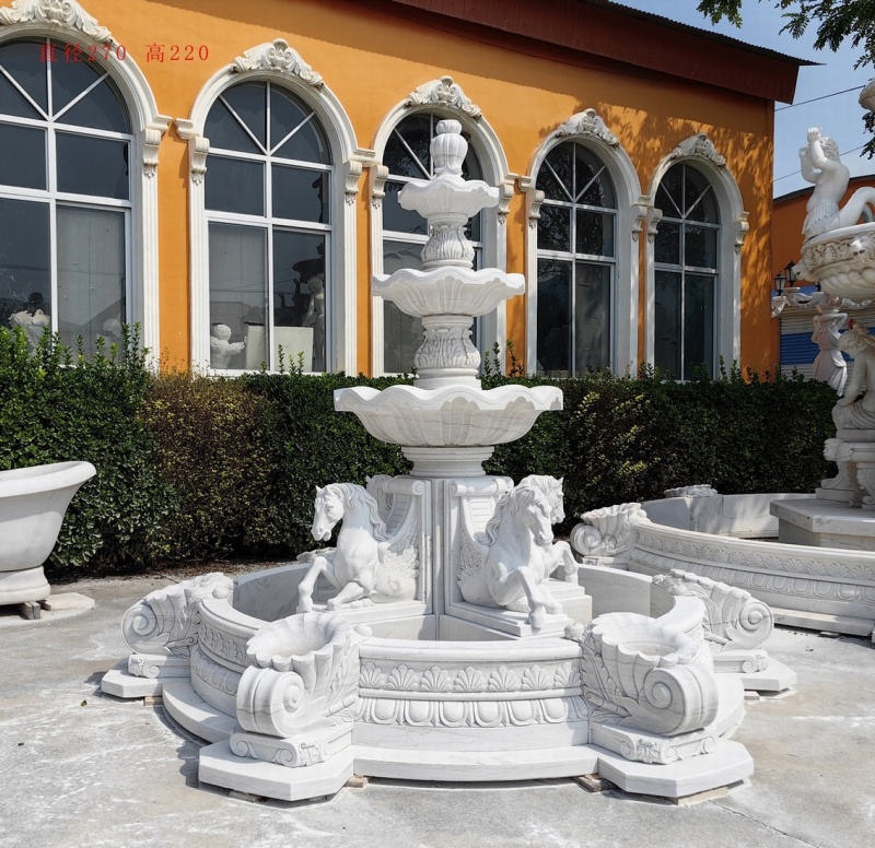 Hunan White Marble Fountain 106 Inch Diameter 86 Inch Height Ge20760