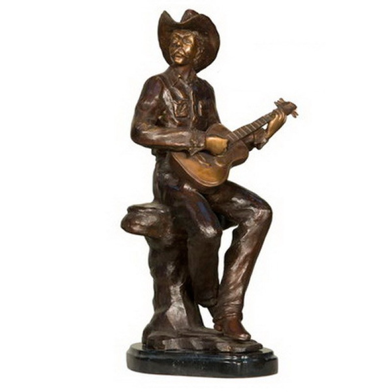Cowboy With Guitar on Marble Base