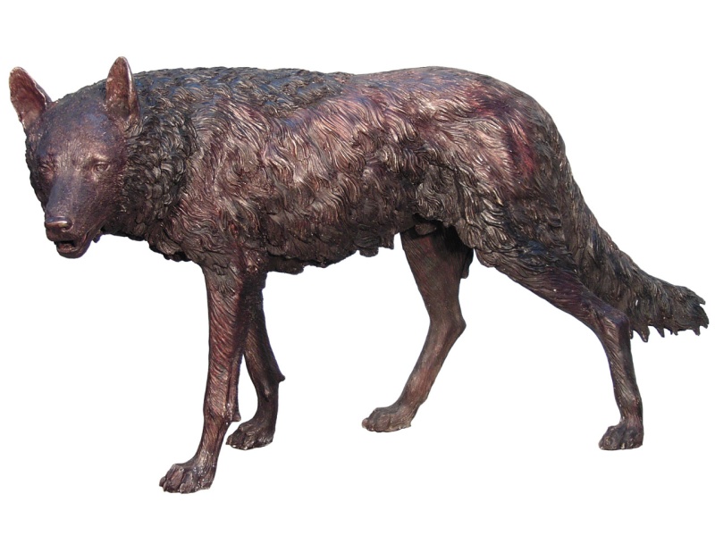 Bronze Wolf Standing 54 Inches Long