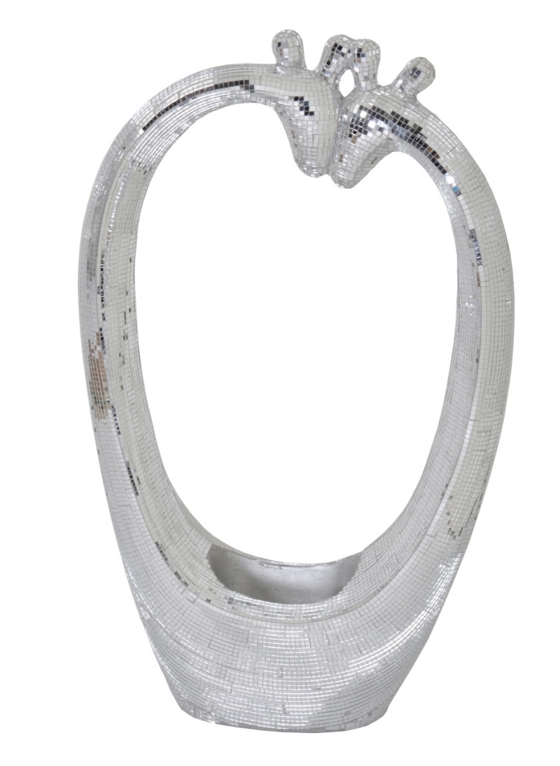 Mosaic Mirror Silver Abstract Two Loving Giraffes