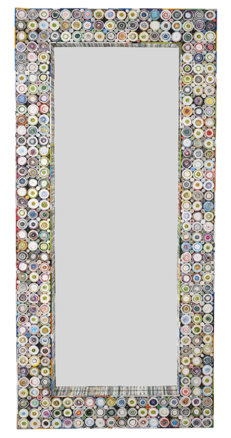 Quilled Large Leaner Coil Art Mirror 36X79