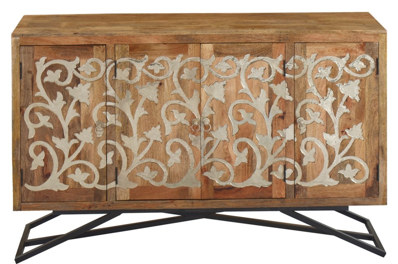 The Brass Scroll Mango Credenza 68 Inches