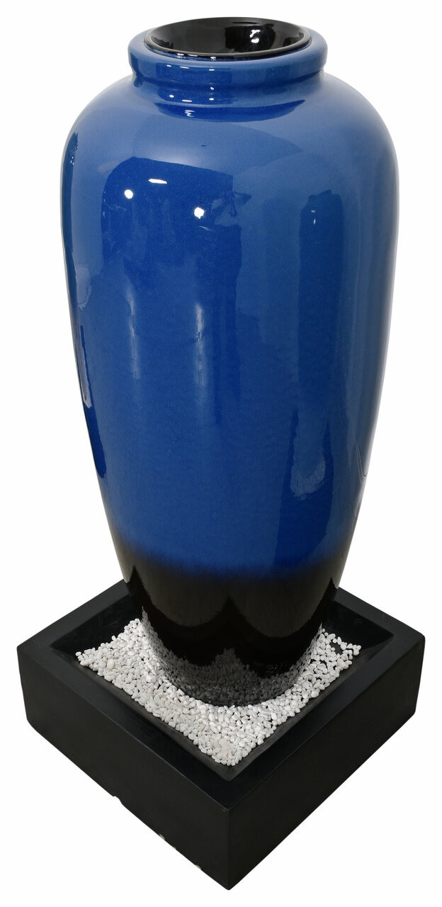Royal Blue Bubbling Outdoor Garden Vase Fountain 45 Inches