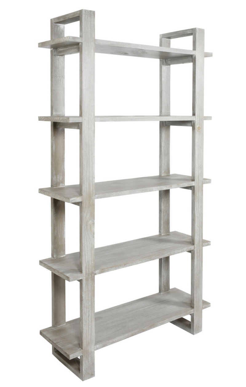 Mystique Gray Mid Century Rustic Bookshelves Etagere