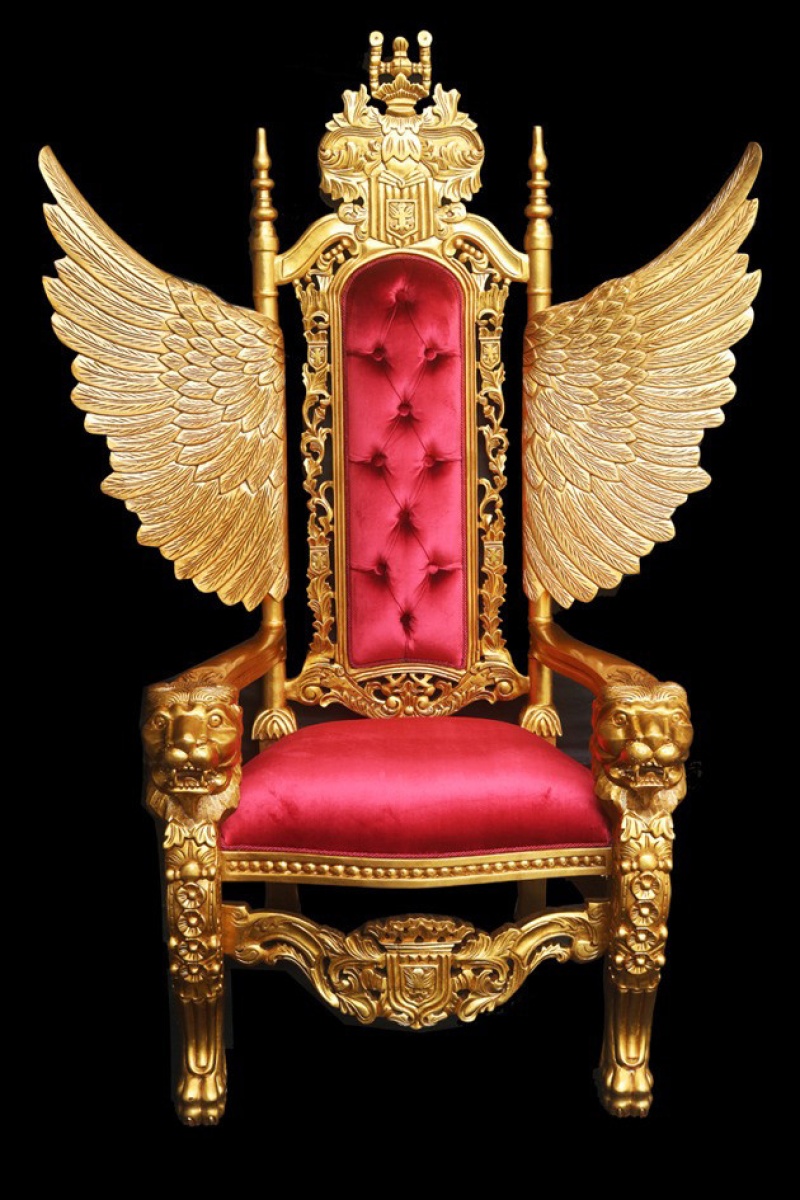 Gold Lion King Chair With Wings