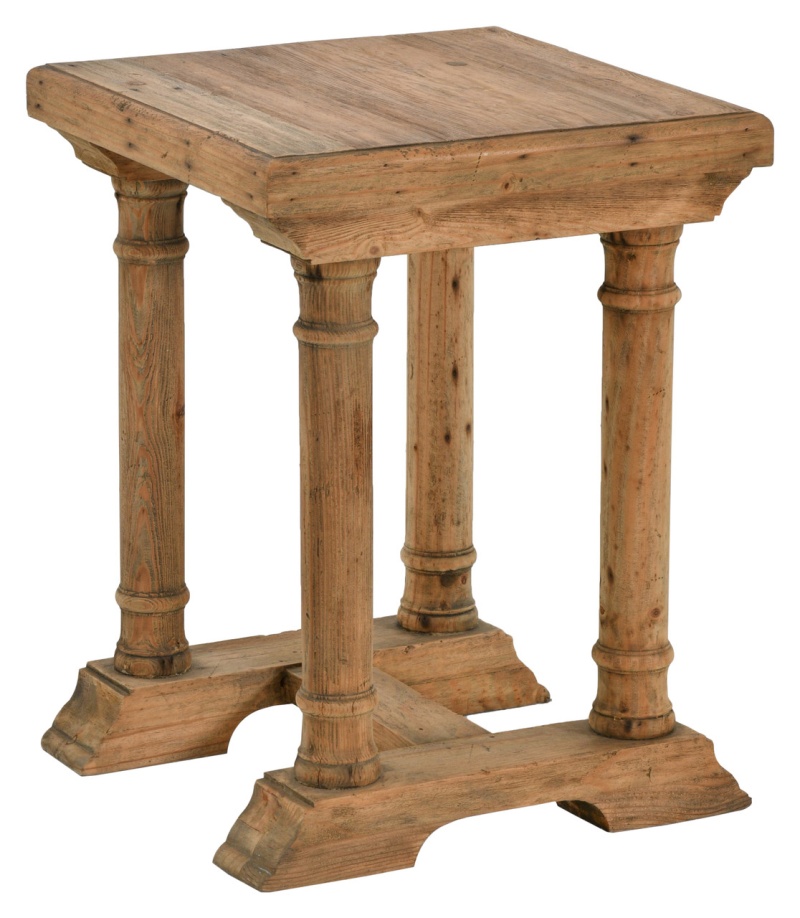 Farmhouse Wood Natural Accent Side End Table 26 Inches Tall