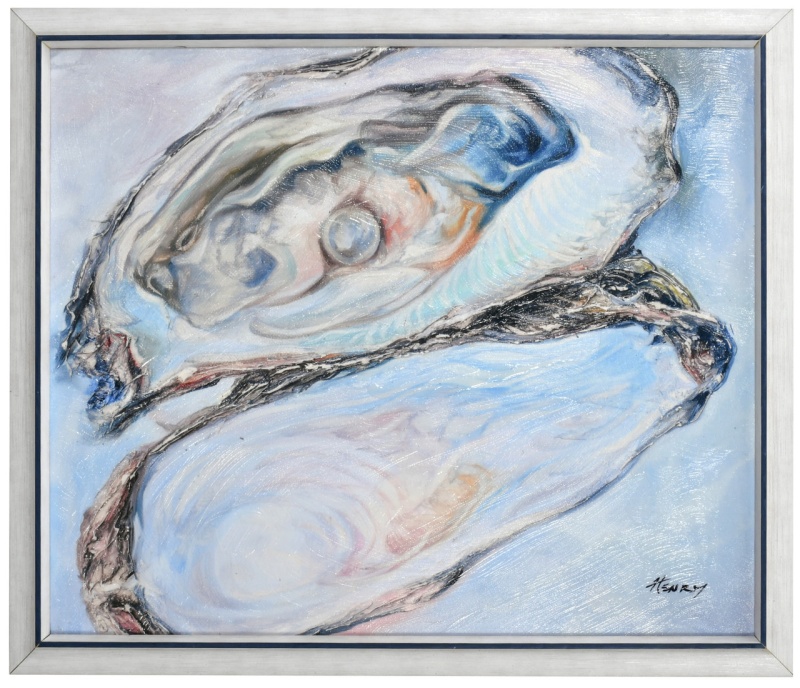 Oyster's Pearl With Blue Accent Frame
