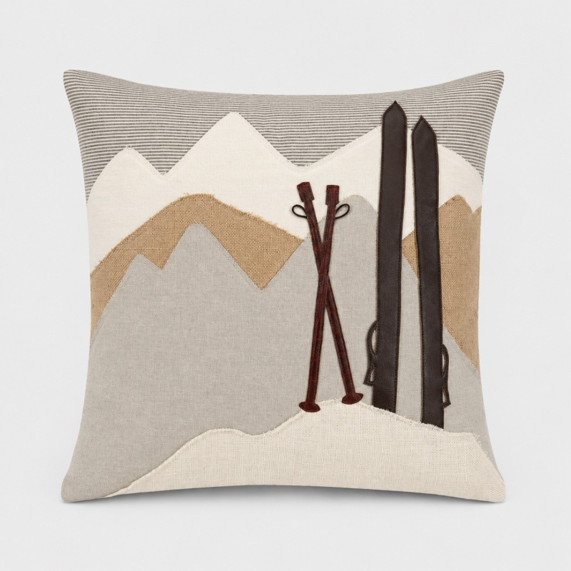 Alpine Ski Lodge Mountains Decorative Pillow