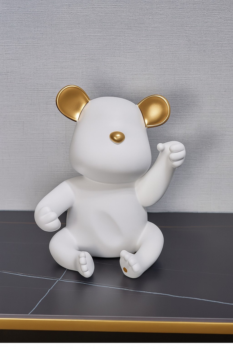 Bear Table Top Single Bottle Wine Holder White