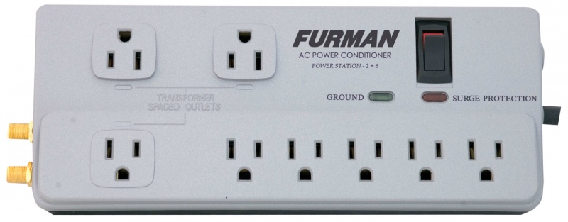 Furman 15A Ac Strip 8 Outlets, Plastic Chassis, 8Ft Cord, Ul1449 Standard Surge Protection, Pst-2+6