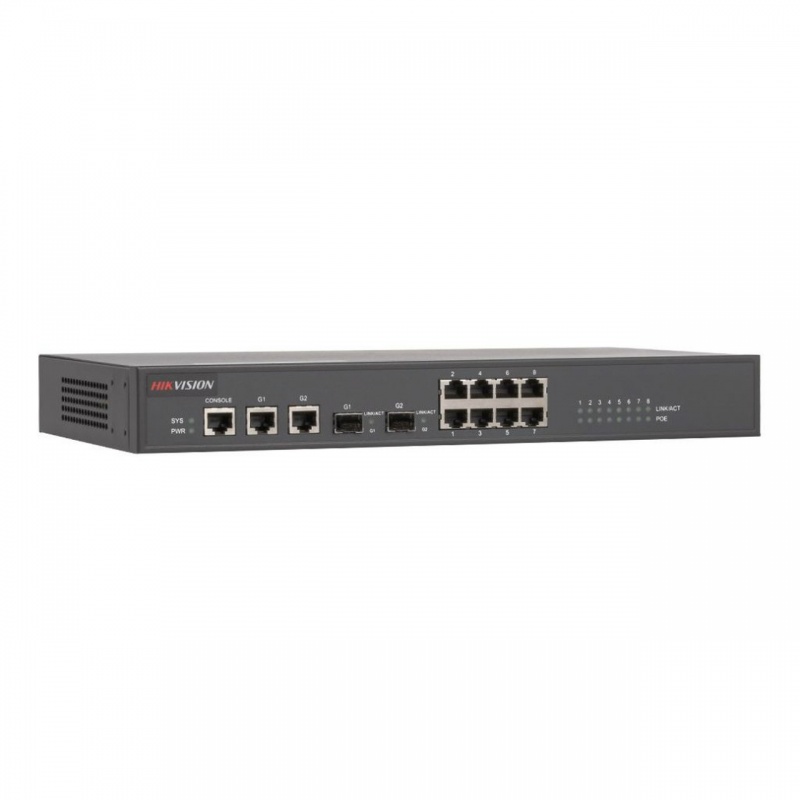 Hikvision Switch, Ethernet, 8-Port 10/100M, 2-Port 10/100/1000M, 2-Sfp Port, Poe (8 -802.3Af Or 5-802.3At), 170W Total