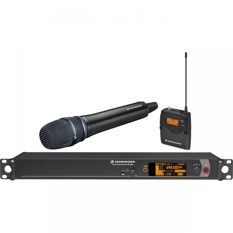 Sennheiser Single Channel Contractor System: (1) Sk 2000Xp Bodypack, (1) Skm 2000Xp Handheld With Neumann Kk 205 Supercardioid Capsule, Black; (1) Em 2000 Single Channel Recevier. Frequency Range Aw (516 / 558 Mhz)