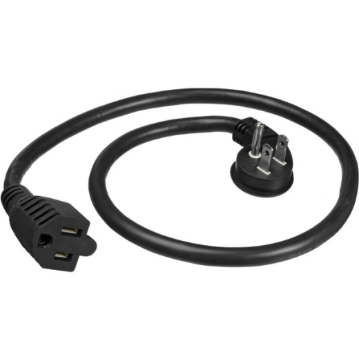 Furman 15A Flat Plug - 14 AWG 90 Degree Angle Adapter Plug, 24 Inches, Black