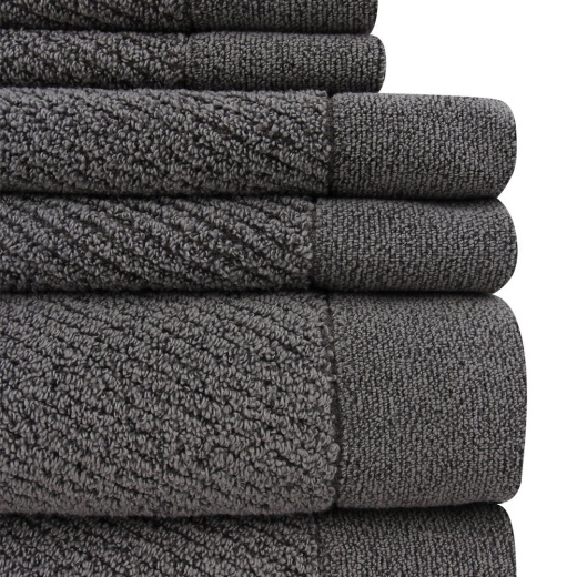 Everplush Chip Dye 6 Piece Bath Towel Set Granite