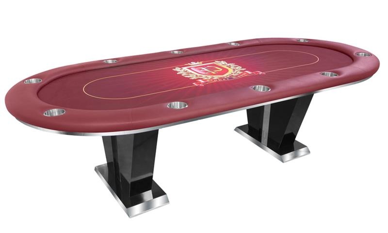 Ferrari Hold'em Poker Table With Stainless Steel Pedestal Base