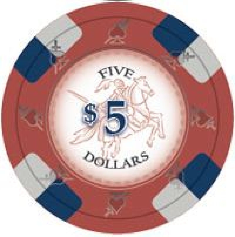 Poker Knights Series Clay Poker Chips 13.5G Roll Of 25 Chips - $5
