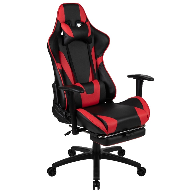 X30 Gaming Chair Racing Office Ergonomic Computer Chair With Fully Reclining Back And Slide-Out Footrest In Red Leathersoft