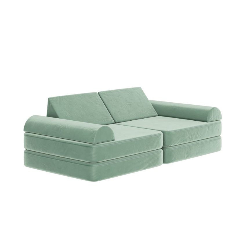 Marlowe 56" Modular Kids Play Couch With 6 Soft Foam Sectional Sofa Pieces In Sage