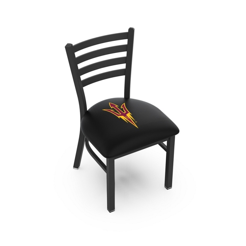 L00418 Black Wrinkle Arizona State Stationary Chair With Ladder Style Back And Pitchfork Logo By Holland Bar Stool Co