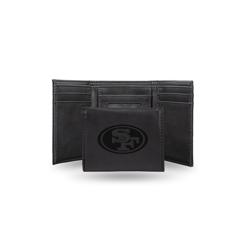49Ers Laser Engraved Black Trifold Wallet