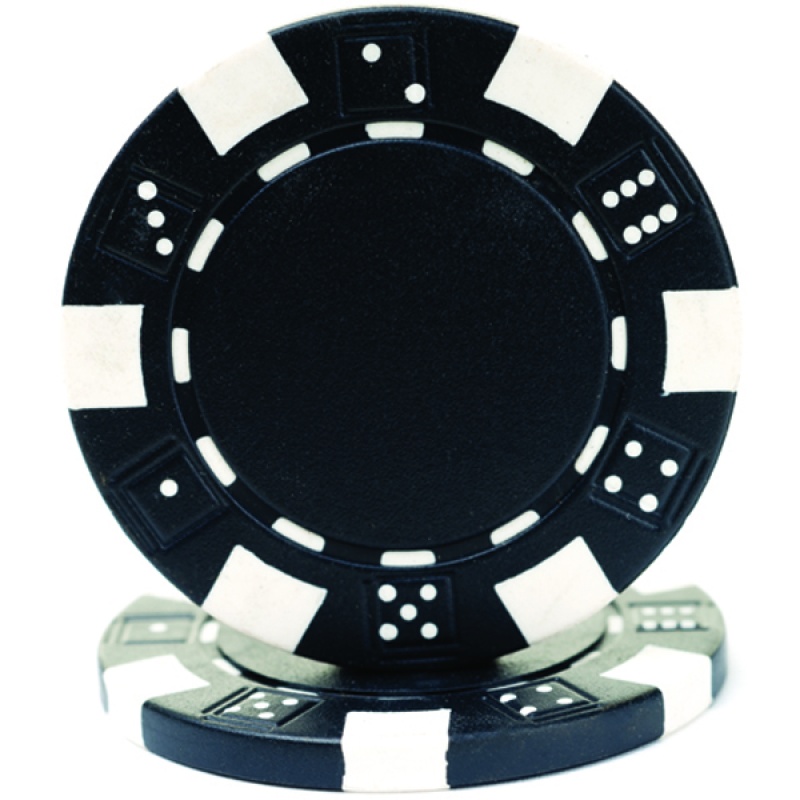 Black 11.5 Gram Striped Dice Chip Sold By The Roll