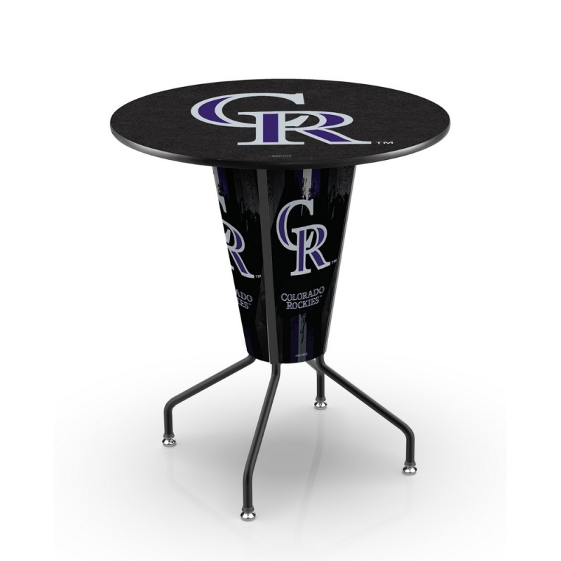 L218 Colorado Rockies 42" Tall - 36" Indoor Logo Top Lighted Pub Table With Black Wrinkle Finish