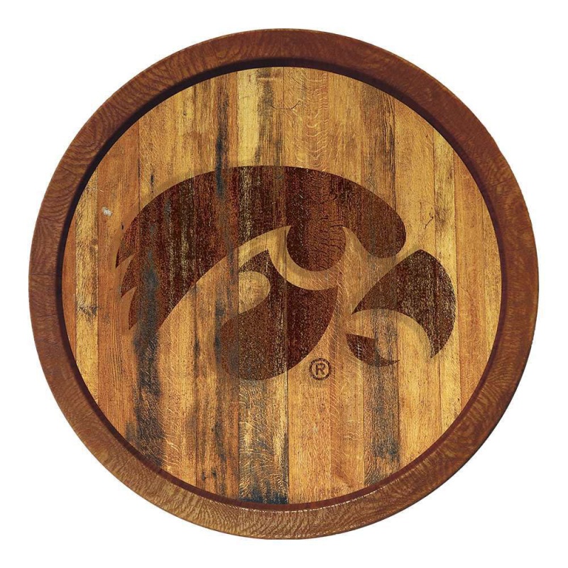 Iowa Hawkeyes: Branded Round "Faux" Barrel Top Sign