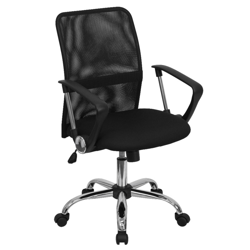 Jenkins Mid-Back Black Mesh Swivel Task Office Chair With Lumbar Support Band And Arms