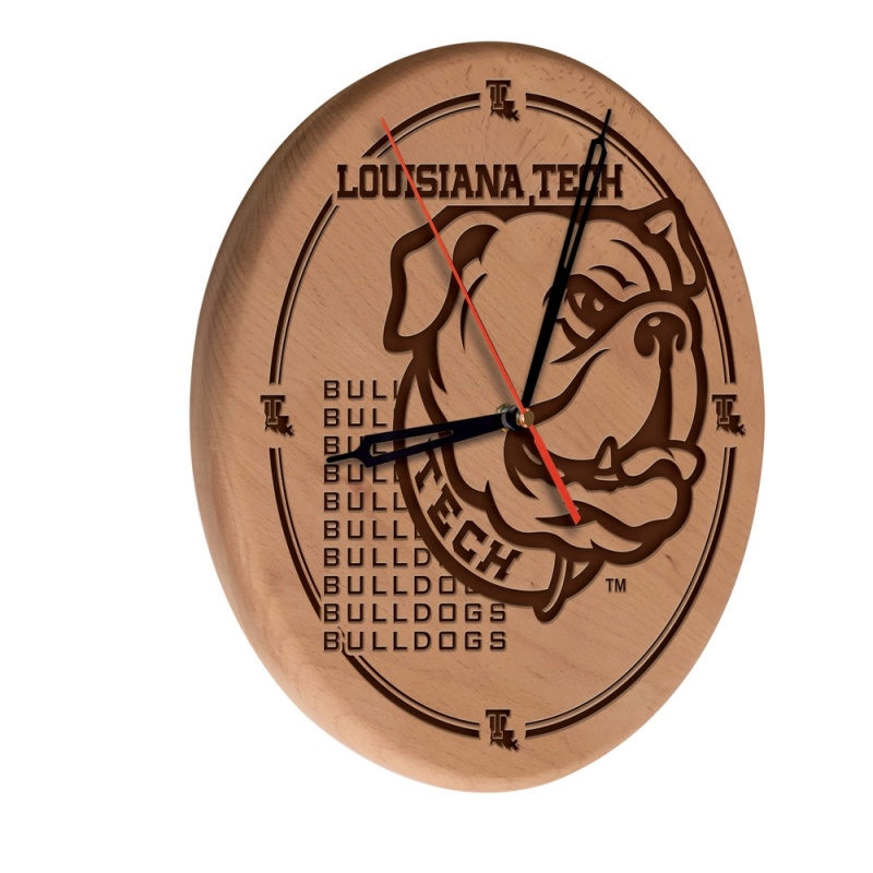 Louisiana Tech Laser Engraved Wood Clock By The Holland Bar Stool Co