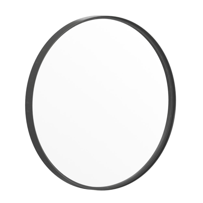 Jennifer 27.5" Round Black Metal Framed Wall Mirror - Large Accent Mirror For Bathroom, Vanity, Entryway, Dining Room, & Living Room