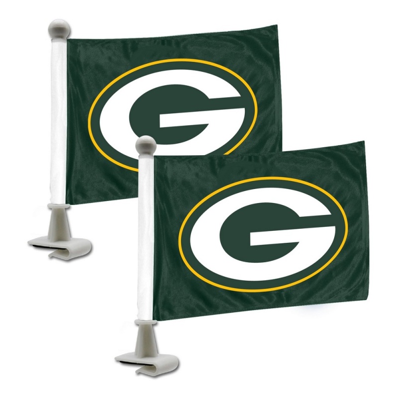 Green Bay Packers Ambassador Car Flags - 2 Pack Mini Auto Flags, 4In X 6In