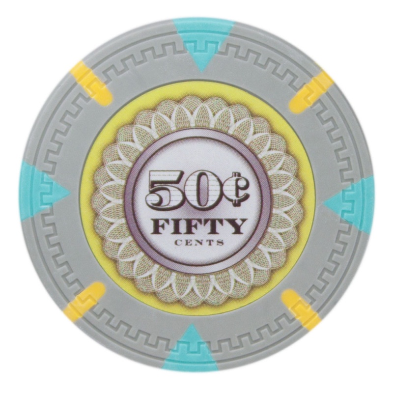 Mint 13.5 Gram Poker Chips - .50C (Cents) (25 Pack)