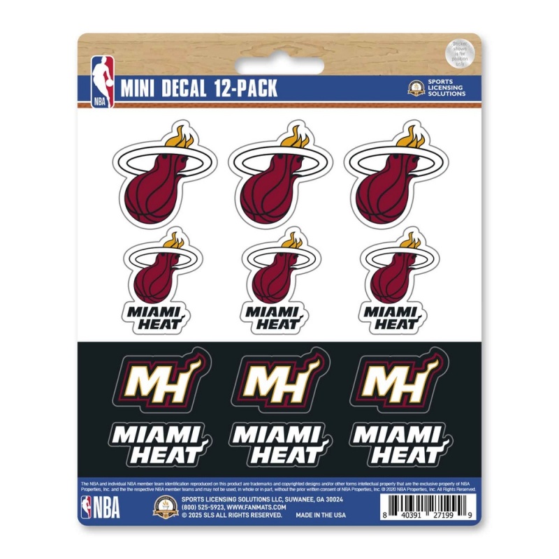 Miami Heat 12 Count Mini Decal Sticker Pack